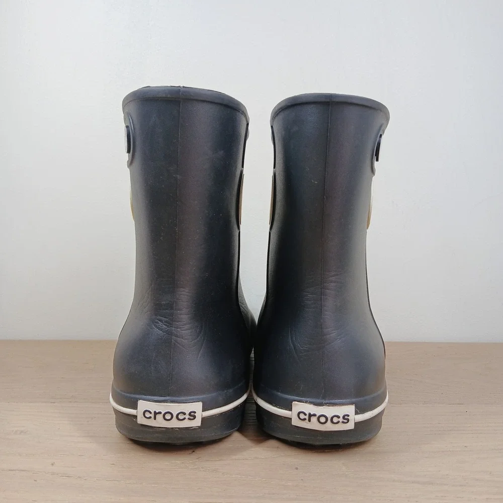 Crocs Jaunt Shorty Rain Boot Womens 10 Black Croslite Waterproof Ankle Pull On